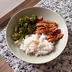 First cook: sliced teriyaki chicken with roasted broccoli and rice